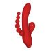 Вакуумный стимулятор тройной с отростком для клитора красного цвета Dream Toys REVOLUTION ANNA
