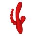 Вакуумный стимулятор тройной с отростком для клитора красного цвета Dream Toys REVOLUTION ANNA