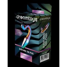 Анальний пробка з хвостиком з боросилікатного скла різнокольорова Dream Toys Glamour glass sleek anal tail plug