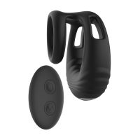 Эрекционное виброкольцо на член с пультом управления черное Dreamtoys Ramrod 