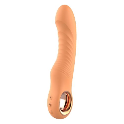 Вибратор ребристый вагинальный и для точки G оранжевого цвета Dream Toys Glam Flexible 