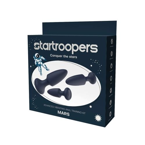 Набор анальных вибраторов синего цвета Dream Toys Startroopers Mars 3 штуки размеры S, M, L, 
