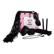 Набор БДСМ на 7 предметов черного цвета Dream Toys Pleasure Box Lets Go Kink наручники, маска, флогер, зажимы, веревка, свечи 