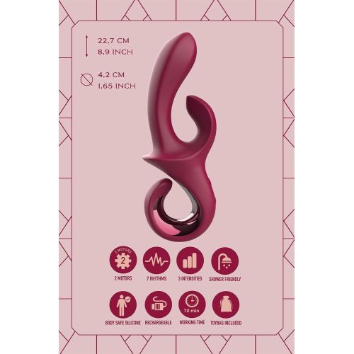 Вібратор-кролик із ручкою гачком червоний Dreamtoys Glam Duo Vibrator