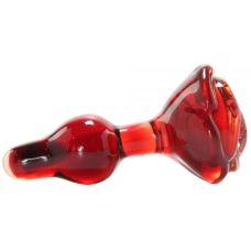 Скляна анальна пробка трояндочка червоного кольору Pipedream Icicles 76