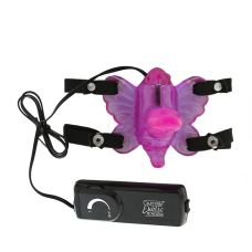Вібратор метелик із поясом для стимуляції клітора рожевого кольору с пультом ДК Seven Creations Venus Penis Strap On