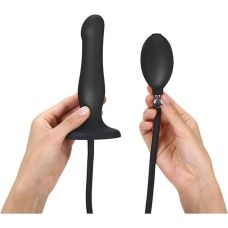 Силіконова анальная пробка з насадкою на страпон і накачуванням чорна Strap-On-Me