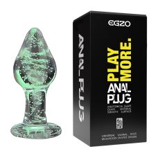 Светящаяся анальная пробка из стекла зеленого цвета EGZO EAP R 