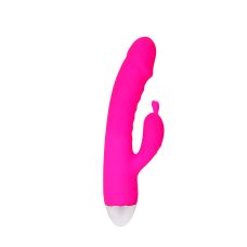 Вибратор силиконовый со стимуляцией клитора розовый  EROKEY 
