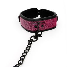 Нашийник з повідцем рожевого кольору EROKEY з екошкіри з регулюванням розміру