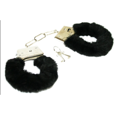 Наручники сталеві з чорним хутром на зчепленні з ключами Easy Life Bdsm Desire