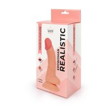 Фалоімітатор 14 см/4 см реалістичний з яєчками на присоску з кібершкіри Erowoman тілесний