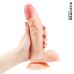Фалоімітатор 17/4, 3 см реалістичний з яєчками на присоску з кібершкіри Erowoman тілесний