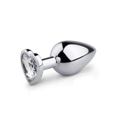 Анальна пробка металева із кристалом у формі серця сріблястого кольору EasyToys довжина 83 мм