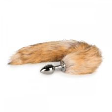 Анальная пробка металлическая с лисьим коричневым меховым хвостиком Easy Toys