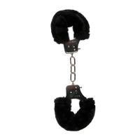 Наручники металлические пушистые черные для ролевых игр EASYTOYS Furry Handcuffs