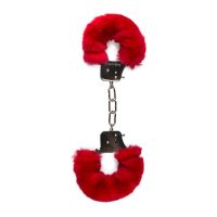Наручники металлические пушистые красные для ролевых игр EASYTOYS Furry Handcuffs