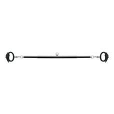 Распорка для фиксации ног БДСМ из металла и искусственной кожи черного цвета Easytoys