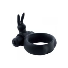 Ерекційне віброкільце на член з відростком кроликом для кліторальної стимуляції чорне Toyz4Lovers