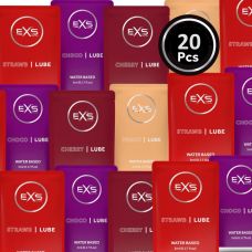 Набор из 20 штук по 5 мл ароматизированных универсальных гелей лубрикантов EXS Flavoured Lube Sachets