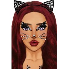 Стразы для украшения лица и тела в виде маски котенка черного цвета Leg Avenue Animal Rhinestone Stick On Jewels