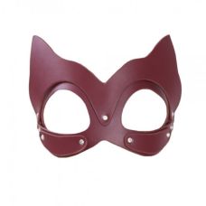 Маска Кошечки кожаная бордовая Leather Crystal Diamonds Burgundy