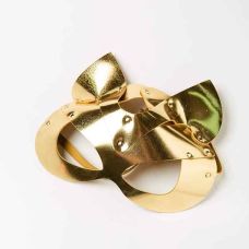 Маска-Кошка кожаная золотая