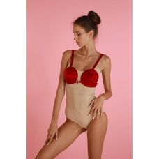 Бюстгальтер конус ручной работы красного цвета Loveshop L27 RED