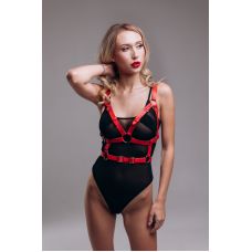 Портупея жіноча для грудей чорного кольору Loveshop модель Chst4