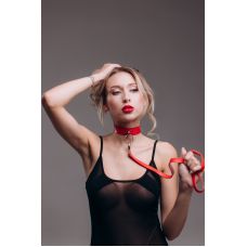 Ошейник с поводком ручной работы черного цвета Loveshop модель Ch1 1 