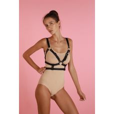 Портупея жіноча ручної роботи чорного кольору Loveshop Chst4