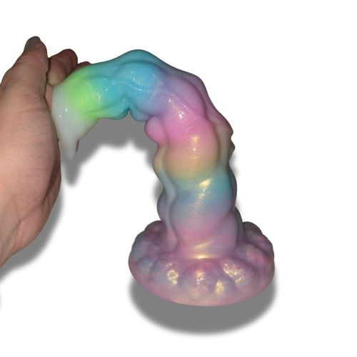 Вибратор рельефный на присоске люминесцентный разноцветный с пультом UNIVIBE Unicorn