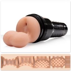 Мастурбатор в колбе анус с мошонкой из киберкожи бежевого цвета Fleshlight 