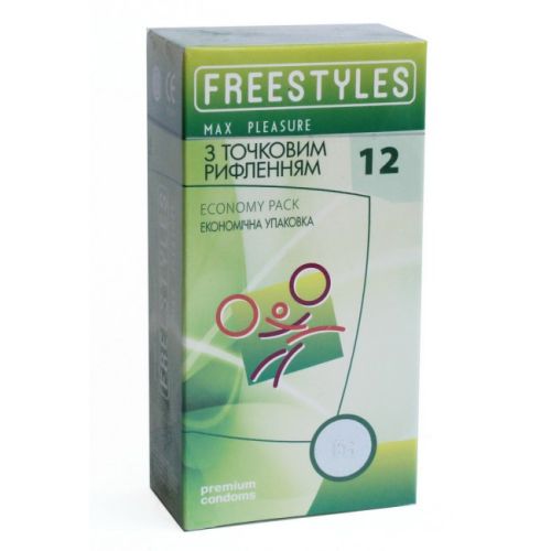 Презервативы с точечным рифлением FREESTYLES №12 Max Pleasure с пролонгирующим эффектом Фристайлс