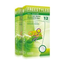 Презервативы с пупырышками FREESTYLES MAX PLEASURE 12 штук с увлажняющим средством Фристайлс