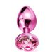 Анальна пробка рожева металева з рожевим каменем Funny Steel розмір S