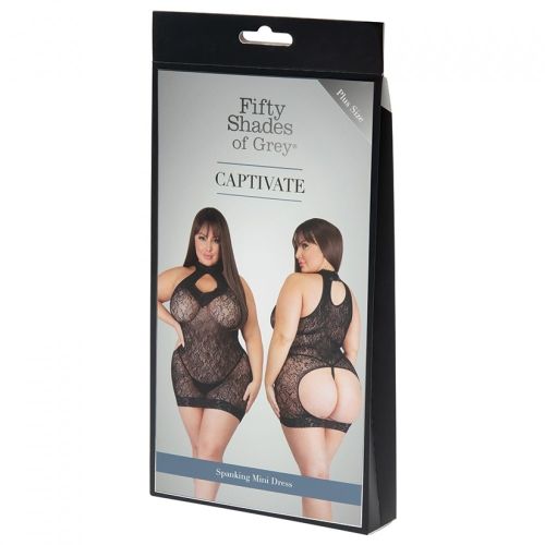 Сексуальное мини платье кружевное черного цвета Fifty shades of grey Curve Size международные размеры 3XL 4XL размеры 54 58