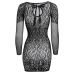 Мини платье с бантиком черного цвета Fifty Shades of Grey Long Sleeve Mini Dress размер Оne size
