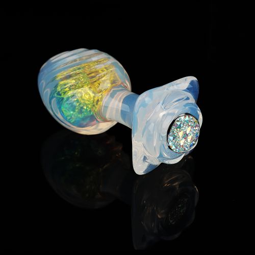 Анальная пробка ребристая силиконовая с камнем разноцветная UNIVIBE 93 х 40 мм