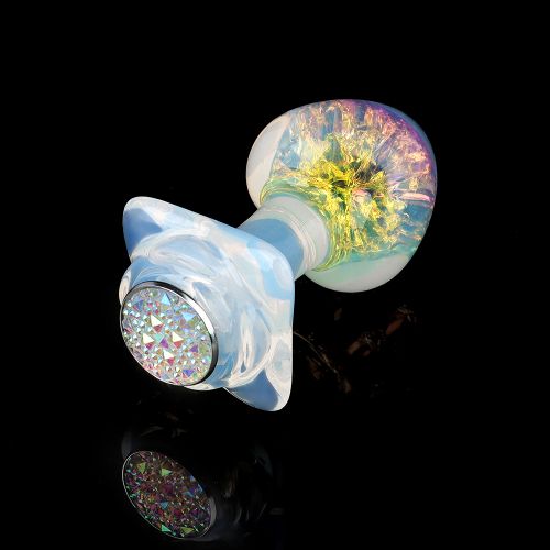 Анальная пробка сердечко силиконовая с камнем зелёная UNIVIBE 78 х 28 мм