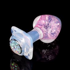 Анальная пробка сердечко силиконовая с камнем розовая UNIVIBE 78 х 28 мм