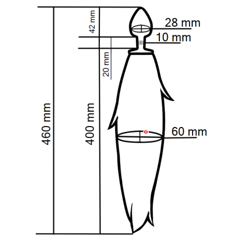 Анальна пробка медична нержавіюча сталь із чорним хвостом EGZO Fox Tail розмір S