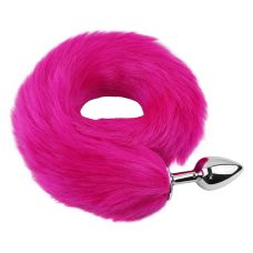 Анальная пробка медицинская нержавеющая сталь с малиновым хвостом EGZO Fox Tail размер S