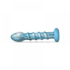 Анальна пробка рельєфна скляна блакитного кольору Gildo Ocean Wave Glass Dildo