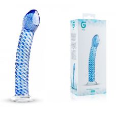 Фаллоиммитатор стекляный оснащенный выпуклыми ребрами голубого цвета Gildo No 05