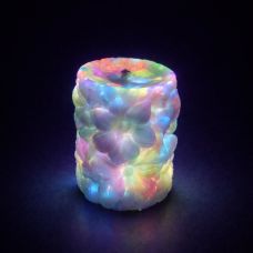 Свеча с цветочным тиснением люминесцентная разноцветная низкотемпературная GlowKink VIP 220 г