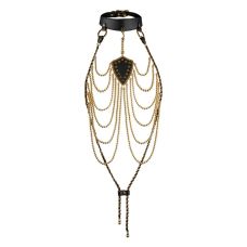 Нашийник BDSM на зав'язках із намистом із перлів чорно білий Guilty Pleasure Pearl 6 рядів