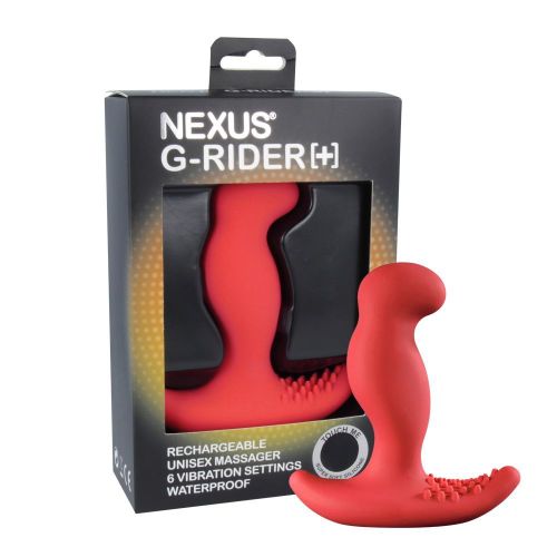 Массажер простаты с вибрацией Nexus G-Rider Red Красный пупырчатый для массажа промежности силиконовый 5 режимов вибрации Нексус Джи Райдер