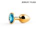 Металева анальна втулка Anal Jewelry Plugs з блакитним кристалом L72 мм D28 мм Вага 50г золота Металева анальна втулка Anal Jewelry Plugs з блакитним кристалом L72 мм D28 мм Вага 50г золота