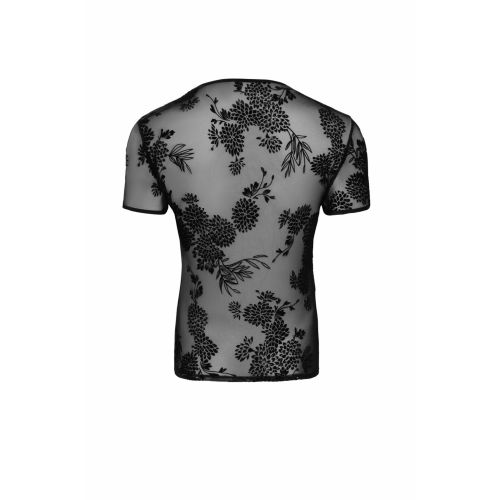 Мужская футболка из сетки с узорами цветов черная Noir Handmade размер S